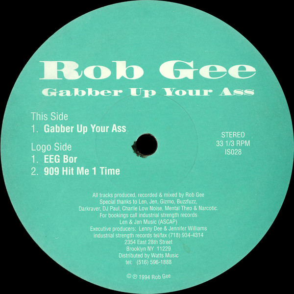 Acheter disque vinyle Rob gee Gabber up your Ass a vendre